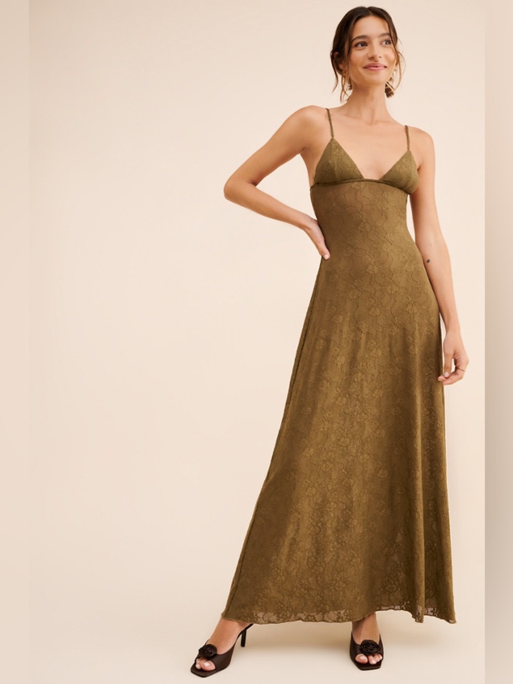 WeWoreWhat V Front Lace Midi Dress